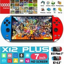 Image of X12 Plus 7'' 16GB Handheld Retro Video Game Consoles Built-In 10000+ Games UK