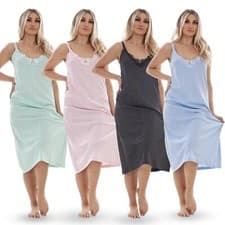 Image of Ladies Strap Nightdress Spaghetti Cotton Heart Lace Summer Nightdress M to 3XL