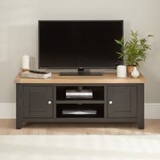 Image of TV Unit Cheshire Black Painted Oak Medium Widescreen Up to 60” Living Room Home