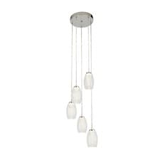 Image of 5 Lights Chrome Finish Ceiling Mounted Fitting Pendant Light Clear Glass Shade