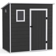 Image of Plastic Shed Outdoor Garden Storage Shed Pent Oxford Grey Waterproof Lockable