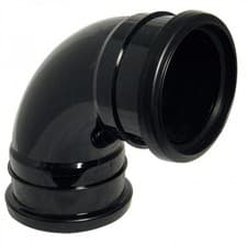 Image of FLOPLAST 110mm Ring Seal Soil 92.5 Degree Double Socket Bend - Black - 2 PACK