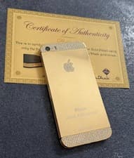 Image of 24CT GOLD PLATED SWAROVSKI CRYSTAL ENCRUSTED IPHONE 5S MOBILE SMART PHONE