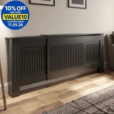 Image of Radiator Cover Wall Cabinet Adjustable MDF Wood Anthracite Vertical Style Modern