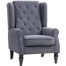 Image of HOMCOM Accent Armchair Home Furniture Retro Tufted Club Fabric Charcoal Grey