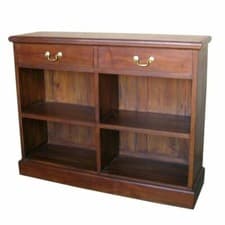 Image of Solid Mahogany Bookcase with 2 Drawers Traditional H84 x W107 x D31cm NEW BCS007