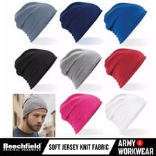 Image of Jersey Beanie Hat Beechfield Thin Slouch Summer Festival Fashion Style Unisex