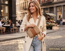 Image of Michael Kors Signature MK Logo Belt Bag Fanny Pack Adjustable Waist Brown Sm Med