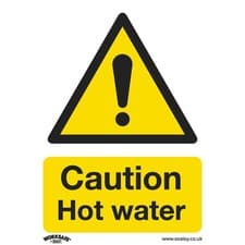 Image of Sealey Warning Safety Sign - Caution Hot Water - Self-Adhesive Vinyl - SS38V1