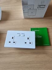 Image of Lightwave RF Gen 2 Smart Socket L42WH 2 Gang Double Socket White Metal - New