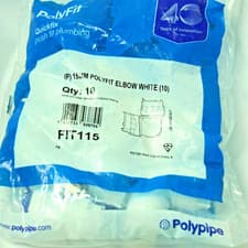 Image of 10 x POLYPIPE PolyFit 15mm 90° Elbow White FIT115 - PACK OF TEN - FREE DELIVERY