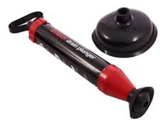Image of Amtech Powerful Drain Plunger, Removable Heads, Red & Black