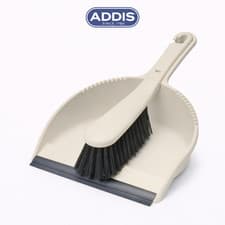 Image of Addis Dustpan & Soft Brush Set - Cream - Durable Cleaning Set with Rubber Edge
