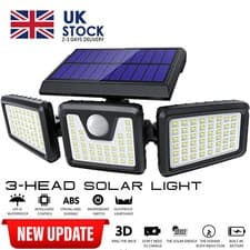 Image of 3-Head Solar Light LED PIR Motion Sensor Outdoor Garden Wall Security Lamp