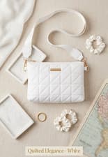 Image of Women's Quilted "Elegance" Crossbody Bag — Modern Classic.Leather, Black