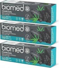 Image of 3 Packs Biomed Triple Charcoal Whitening Toothpaste Vegan Fluoride Free 100g