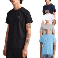 Image of GANT Mens Crew Neck T Shirts Regular Fit Cotton Top Summer Navy Casual Tee M-3XL