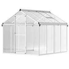 Image of Outsunny 8x6ft Aluminium Greenhouse with/ Door Window Galvanised Base PC Panel