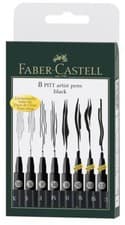 Image of Faber-Castell Pitt Artist Pen Black 8 Piece Set FC167137