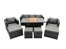 Image of Fimous Rattan Garden Furniture Sofa Sets Outdoor Patio Gas Fire Pit Dining Table