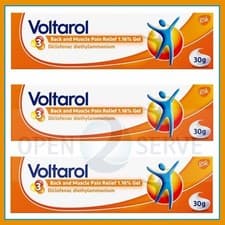 Image of 3x Voltarol 1.16% JOINTS & BACK 12H Pain Relief Gel ANTI INFLAMMATORY 2027 - 30g