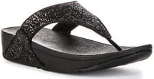 Image of Fitflop Lulu Glitter Toe Post Crystal Comfort Womens Sandal Black UK 3 - 8