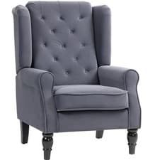 Image of Accent Armchair Home Furniture Retro Tufted Club Fabric Charcoal Grey New
