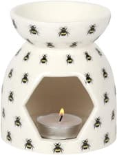 Image of Cheerful All-Over Bee Print White Oil Burner - 14Cm X 13.2Cm ( Pc.) - Simple and