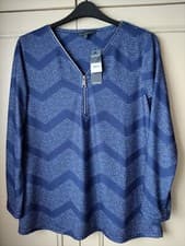 Image of Ladies Bonmarche Soft Touch Zip Top Size 16 Navy New with tags
