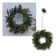 Image of LED christmas battery Wreath Warm White LED 45cm pre lit Outdoor Indoor