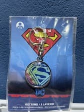 Image of SD Toys DC Comics Superman Logo Multicolor Round Metal Keychain Key Ring Genuine