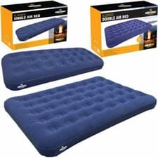 Image of INFLATABLE DOUBLE SINGLE FLOCKED AIR BED CAMPING LUXURY RELAXING AIRBED MATTRESS