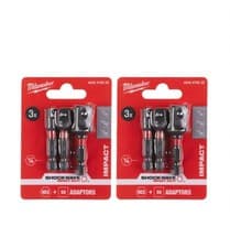 Image of Milwaukee Socket Adaptor Shockwave Impact SQ Sqaure 1/4” 3/8” 1/2”, Bundle Of 2
