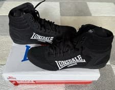 Image of NEW Lonsdale Contender Boxing Shoes / Boots Black UK 10 /EU 45 /US 11 RRP £84.99
