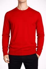 Image of John Smedley Pan Merino Wool Round Neck Pullover Jumper - Medium Red RRP £180