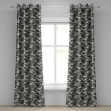 Image of Camouflage 2-Panels Eyelet Curtains Grey Color Shades