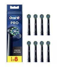 Image of Oral-B Pro Cross Action Replacement Toothbrush Heads Black - Pack of 8