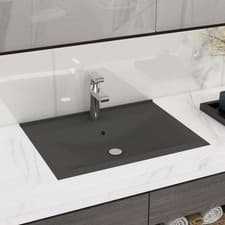 Image of Luxury Basin with Faucet Hole Matt Dark Grey 60x46 cm Ceramic