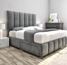Image of Luxury Plush Velvet 2024 Lyono Storage Bed with optional drawers
