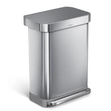 Image of simplehuman Rectangular Step Can Bin 55L in Brushed Stainless Steel with Grey