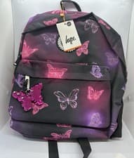 Image of Hype Unisex Girls Pink Mix Chrome Glow Butterfly Backpack School Bag