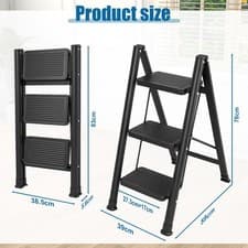 Image of Foldable 2 3 4 Step Ladder Stepladder Non Slip Tread Safety Steel Portable Stool