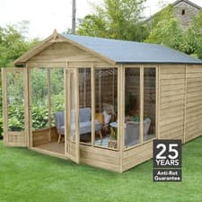Image of Forest 4LIFE Apex Summerhouse 8x12 Double Door 6 Window Garden Shed