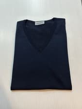 Image of Brand New John Smedley Bobby V-Neck Jumper In Midnight Size L