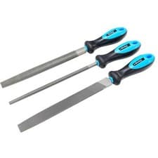 Image of Bluespot 3pc Metal File Set Engineers Flat Half Round Soft Grip 200mm