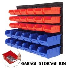 Image of 30PCS WALL MOUNTED GARAGE STORAGE BIN WORKSHOP ORGANISER RACK DIY TOOL BOXES UK