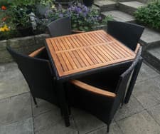Image of Rattan Dining Set 4 Seater Wooden Table Wicker Chair Patio Garden Furniture Seat