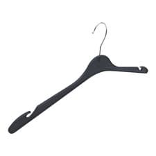 Image of Plastic Coat Hanger 41cm Black–Slim Space-Saving Clothes Hanger with Notches lot