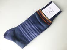 Image of PAUL SMITH 1 pk Smart Sock Mens Navy Mix Stripe Classic Knit O/S Socks NEW rp£22