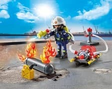 Image of Playmobil 71826 Firefighter With Water Pump ACTION HEROES New